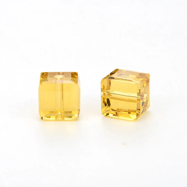 24pcs Adabele Austrian Faceted Cube Crystal Beads #5601, Amber Topaz Yellow, Size Selections: 4mm/6mm/8mm