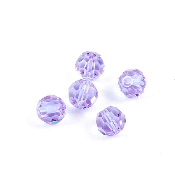 50pcs Adabele Austrian Faceted Round Crystal Beads #5000, Light Violet, Size Selections: 4mm/6mm/8mm/10mm