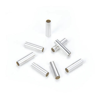 100pcs Smooth 10mm Tube Beads, Sterling Silver Plated Brass, Hole ID Selections: 0.5mm/1.5mm/2.4mm