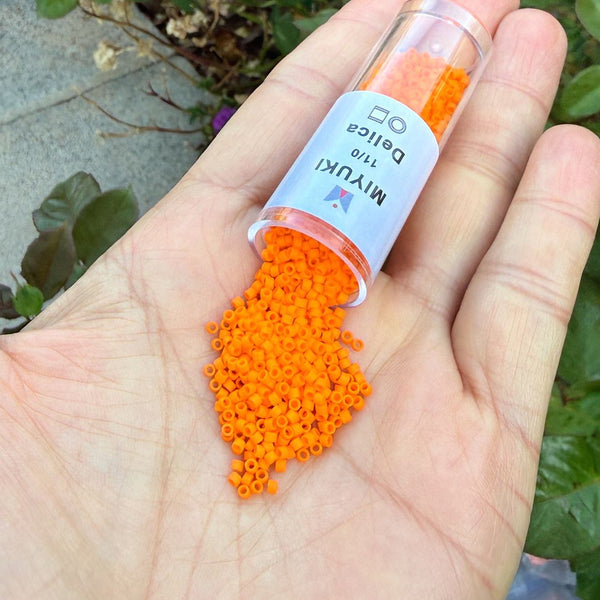 30g Miyuki Delica 11/0 Seed Beads, Opaque Matte Mandarin Orange DB1583