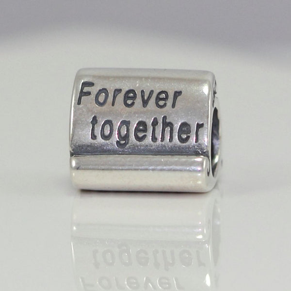 1pc Solid 925 Sterling Silver Forever Together Commitment Scroll Bead Charm, Compatible with Pandora All Other Charm Bracelet, EC26