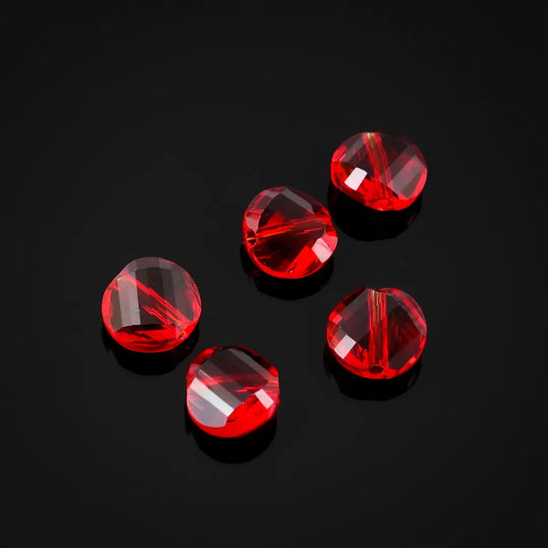 25pcs Adabele Austrian Faceted Flat Round Twist Coin Crystal Beads #5621, Siam Red, 10mm, Hole ID 1.2mm, SSW1005