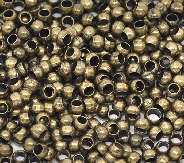 500pcs Small Tiny Round Crimp Beads, Antique Bronze Plated Brass, Size Selections: 1.5mm/2mm