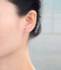 1 Pair 925 Sterling Silver February Birthstone Round Cut Stud Earrings, 4mm/0.25 Carat Small Tiny Cubic Zirconia CZ Purple Amethyst Stone, SSE78-2