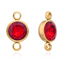 10pcs Grade A January Red Birthstone Links, 18K Yellow Gold Plated Stainless Steel, Tarnish Resistant, 10mm, CCP37-1