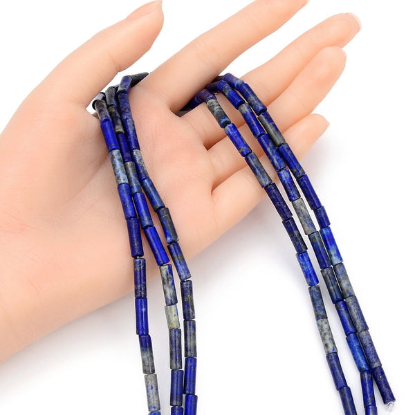 Natural Blue Lapis Lazuli Gemstone Cylinder Tube Beads, 13x4mm, Hole ID 1mm, 14.5 Inch/1 Strand, GH-H5