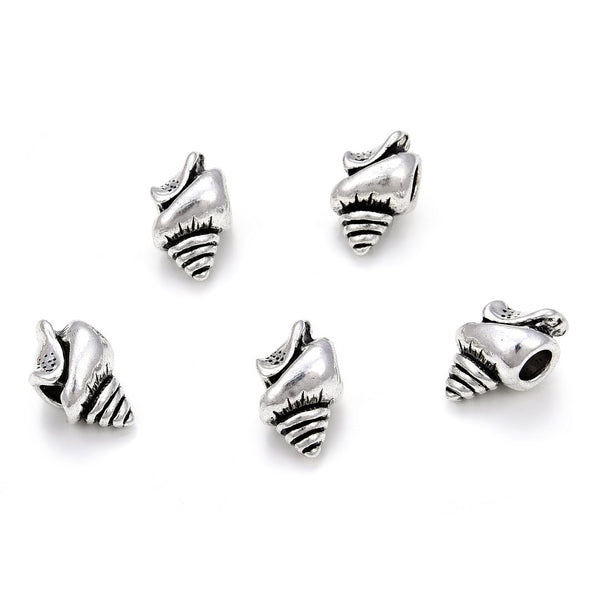 20pcs Cute Ice Cream Large Hole Beads, Hole ID 4.5mm, Antique Silver, Zinc Alloy Metal, MEC-F11