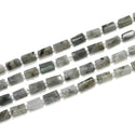 Natural Labradorite Gemstone Faceted Tube Beads, 14x7mm, Hole ID 1mm, 15 Inch/1 Strand, GZ8-9