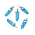 4pcs Natural Blue Howlite Imitation Turquoise Gemstone Pendants, 42mm Loose Bullet Point Stone Drops, G2P-C10