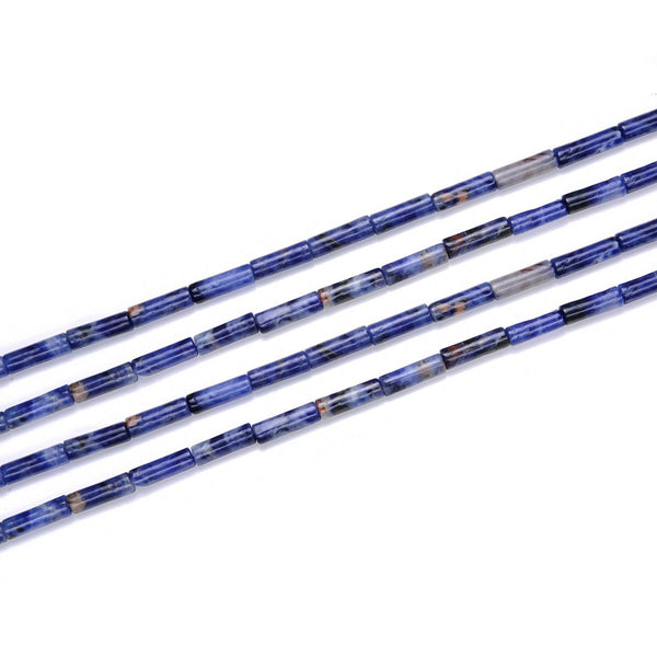 Natural Blue Sodalite Gemstone Cylinder Tube Beads, 13x4mm, Hole ID 1mm, 14.5 Inch/1 Strand, GH-H7