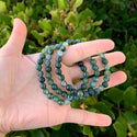 1 Strand Stretch Natural Moss Agate Beaded Gemstone Bracelet, 6mm Beads, Length Selections: 7 inch/7.5 inch/8 inch