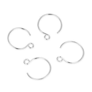 20pcs Tarnish Resistant Round Hoop Earring Hooks, Sterling Silver Plated Brass, 15mm, 0.7mm/21 Gauge, BF62-1