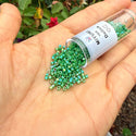 7.5g Miyuki Delica 10/0 Tube Seed Beads, Opaque Rainbow Green DBM163