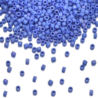 7.5g Miyuki Delica 11/0 Seed Beads, Opaque Matte Rainbow Cyan Blue DB1597