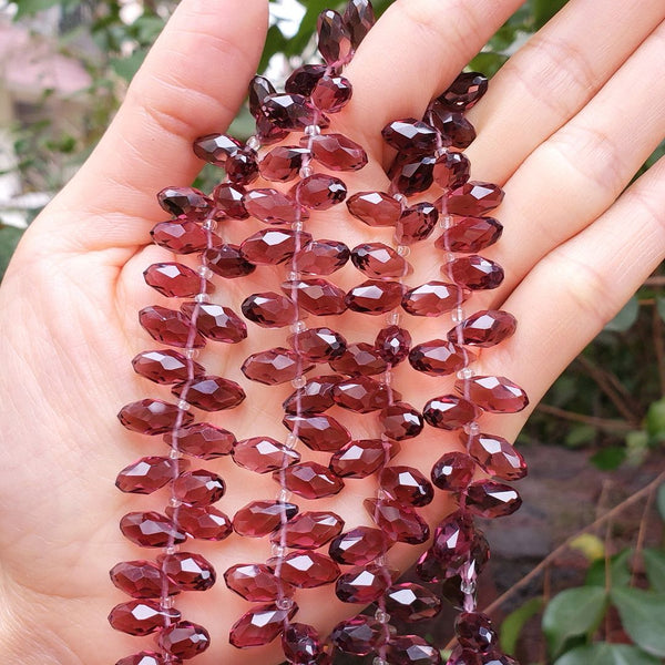 200pcs Creative Club Faceted Teardrop Briolette Crystal Glass Beads, Pendant Drop, Burgundy Red, 12x6mm, Hole ID 1mm, CCT2-11