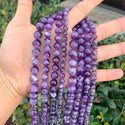 Natural Banded Purple Amethyst Gemstone Round Beads, 15 Inch/1 Strand, Size Selections: 4mm/6mm/8mm/10mm