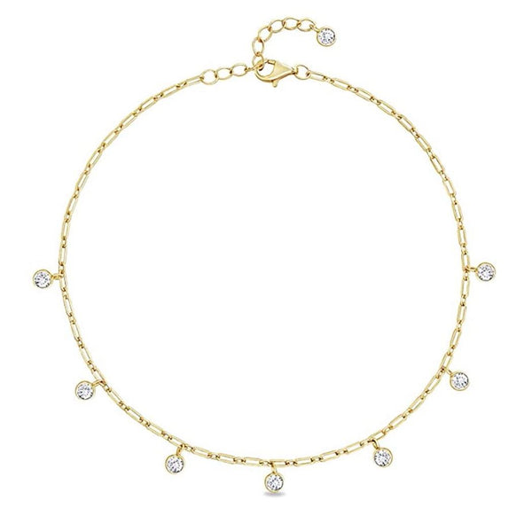 10pcs Grade A April Crystal Clear Birthstone Charm Drops, 18K Yellow Gold Plated Stainless Steel, Tarnish Resistant, 10mm, CCP31-4