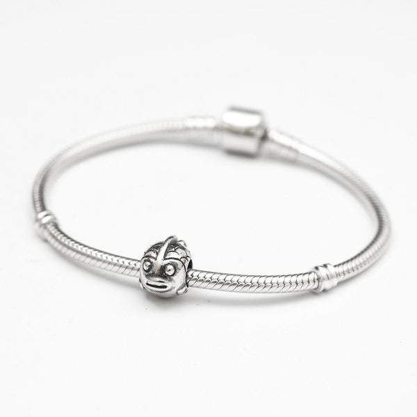 1pc Gold Plated Sterling Silver Happy Fish Charm Bead, Compatible with Pandora All Other Charm Bracelets, EC649