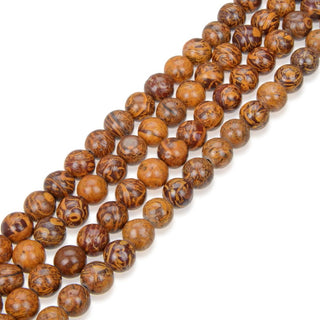 Natural Golden Tiger Skin Jasper Gemstone Round Beads, 1 Strand/15 Inch, Size Selections: 6mm/8mm/10mm
