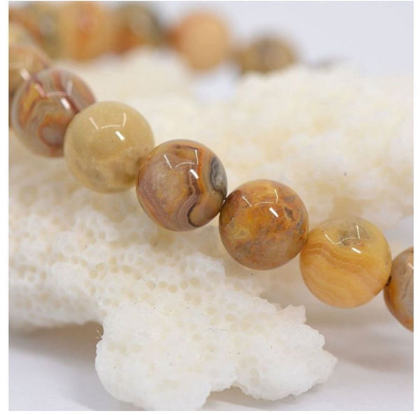 1 Strand Stretch Natural Crazy Lace Agate Beaded Gemstone Bracelet, 8mm Bead, Length Selections: 7 inch/7.5 inch/8 inch/8.5 inch