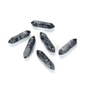 4pcs Natural Snowflake Obsidian Double Point Gemstone Wand, 32mm Loose Cut Stones G3P-E13