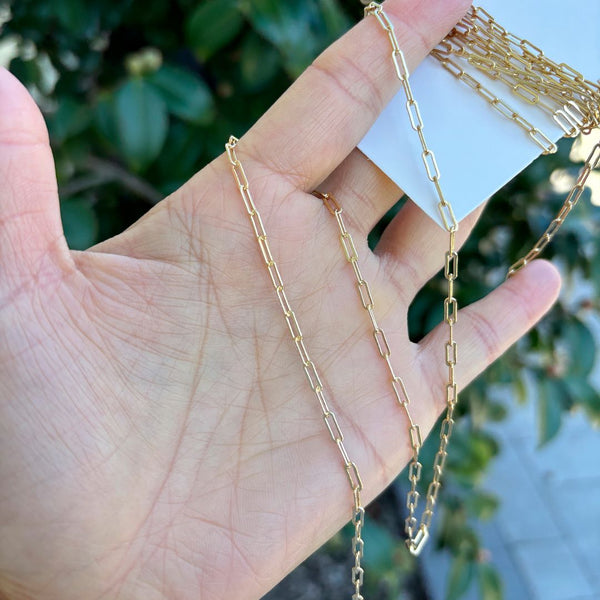 5 Feet 1/20 14K Gold Filled Unfinished Paperclip Cable Chain Link, 2.5mm Width, Non Tarnish, KG5-D3