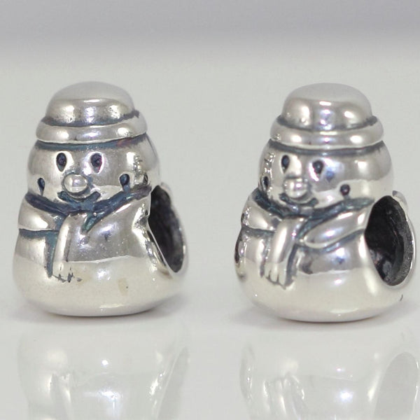 1pc Solid 925 Sterling Silver Snowman Bead Charm, Compatible with Pandora All Other Charm Bracelet, EC157