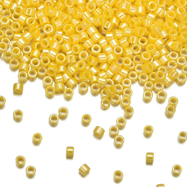 7.5g Miyuki Delica 11/0 Seed Beads, Opaque Canary Yellow Luster DB1562