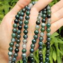 Natural Moss Agate Gemstone Round Beads, 15 Inch/1 Strand, Size Selections: 4mm/6mm/8mm/10mm