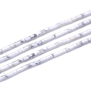 Natural White Howlite Gemstone Cylinder Tube Beads, 13x4mm, Hole ID 1mm, 14.5 Inch/1 Strand, GH-H6