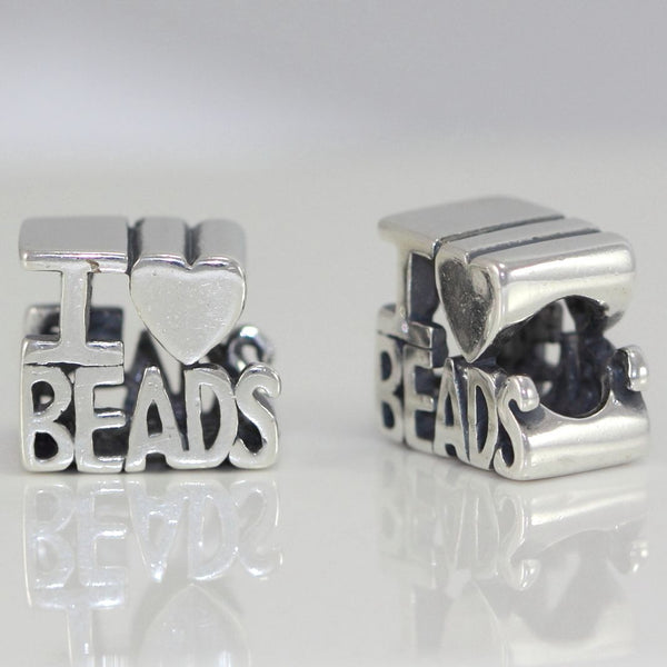 1pc Solid 925 Sterling Silver I Love Bead Charm Art Creativity Bead, Compatible with Pandora All Other Charm Bracelet, EC257