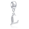 1pc 925 Sterling Silver Letter L, Alphabet Charm Pendant Drop, 18mm Long, Hole ID 4.5mm, EC3-A12