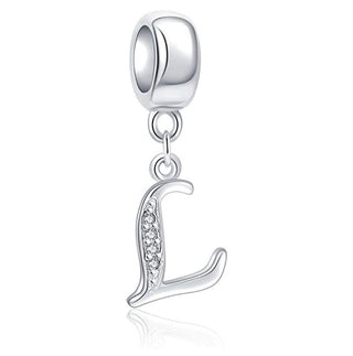 1pc 925 Sterling Silver Letter L, Alphabet Charm Pendant Drop, 18mm Long, Hole ID 4.5mm, EC3-A12