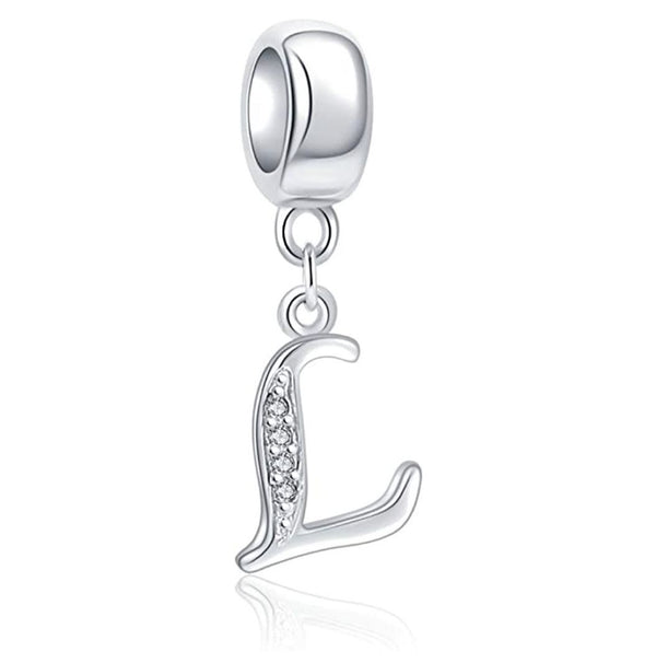 1pc 925 Sterling Silver Letter L, Alphabet Charm Pendant Drop, 18mm Long, Hole ID 4.5mm, EC3-A12