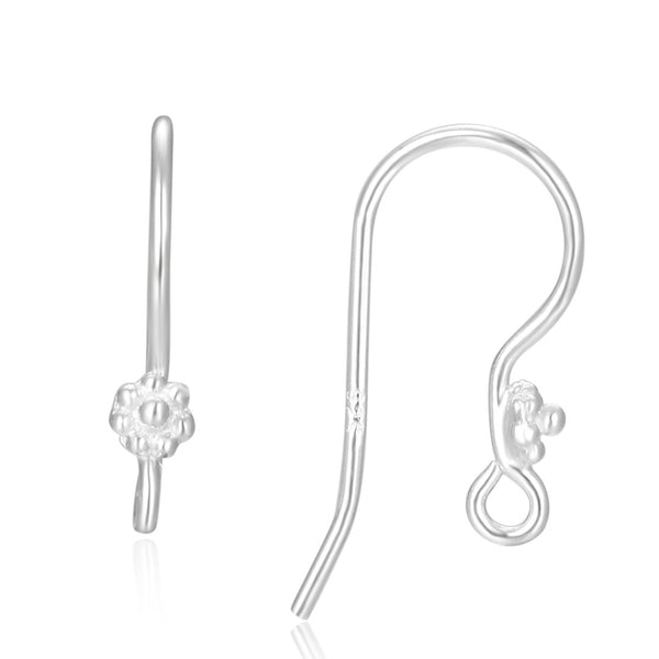 10pcs 925 Sterling Silver Daisy Flower Earring Hooks, 18mm Long, 0.9mm/19 Gauge, Strong, SS399