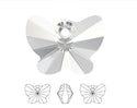 20pcs Creative Club Butterfly Crystal Glass Pendant Drop Beads, April Clear Birthstone, 10mm, Hole ID 1mm, CCM-1