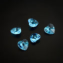20pcs Top Drilled Valentine Heart Drop Crystal Beads, March Aqua Blue Birthstone Beads, 10mm, Hole ID 1mm, BB15-3