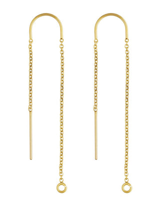 2pcs  Real 1/20 14K Gold Filled U Threader Earring Finding, 80mm/3.2 Inch, 14mm Pin Drop, 0.7mm Cable Chain, Open Ring, JK1-B1