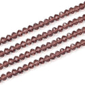 500pcs Creative Club Faceted Rondelle Crystal Glass Beads, Burgundy Red, 4x3mm Small Tiny, Hole ID 1mm, CCR411