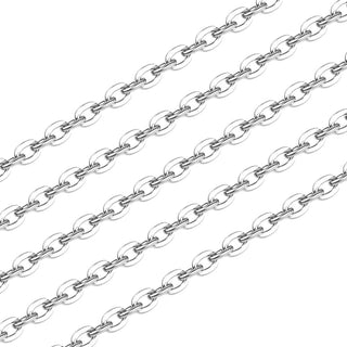 5 Feet 925 Sterling Silver Unfinished Flat Cable Chain Links, 3mm, SSK-R7