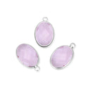 10pcs Grade A October Pink Oval Birthstone Charm Drops, Sterling Silver Plated Brass, 18x13mm, CCP6-S10