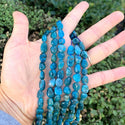 Natural Blue Apatite Gemstone Oval Tumbled Pebble Beads, Irregular, 8mm to 10mm, Hole ID 1mm, 15 Inch/1 Strand, GZ12-18