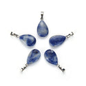 4pcs Natural Blue Sodalite Gemstone Pendants, 20x15mm Teardrop Stone Drops, G2P-T8