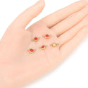 10pcs Grade A January Red Birthstone Links, 18K Yellow Gold Plated Stainless Steel, Tarnish Resistant, 6mm, CCP35-1
