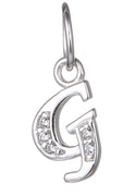 1pc 925 Sterling Silver Letter G Charm, Tarnish Resistant Rhodium Plated, Cubic Zirconia CZ Name Initial Pendant Drop,SSP-C7