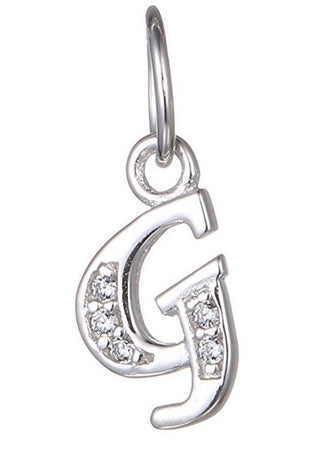 1pc 925 Sterling Silver Letter G Charm, Tarnish Resistant Rhodium Plated, Cubic Zirconia CZ Name Initial Pendant Drop,SSP-C7
