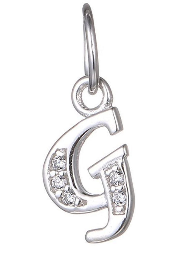 1pc 925 Sterling Silver Letter G Charm, Tarnish Resistant Rhodium Plated, Cubic Zirconia CZ Name Initial Pendant Drop,SSP-C7