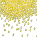7.5g Miyuki Delica 11/0 Seed Beads, Yellow-Lined Rainbow Crystal Clear DB53