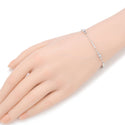 1pc 925 Sterling Silver Tube and Bead Station Cable Chain Bracelet, Tarnish Resistant White Gold Plated, Length Selections: 7 inch/7.5 inch/8 inch