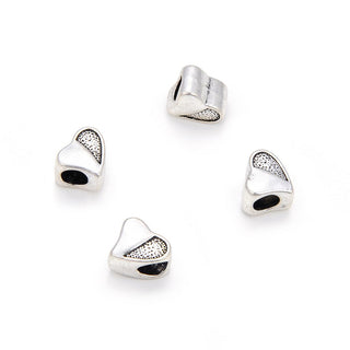 20pcs Love Heart Large Hole Beads, Hole ID 4.5mm, Antique Silver, Zinc Alloy Metal, MEC-B7
